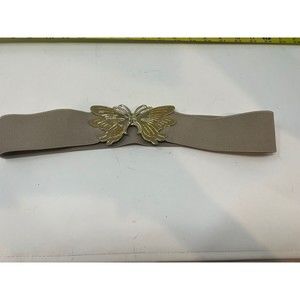 Women's Stretch Enamel Butterfly Belt 70's - 80's Gray Yellow Gold Vintage